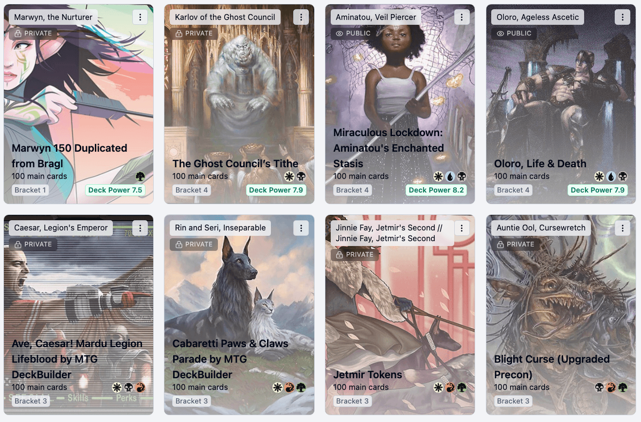 Keep private builds, public lists, and polished brews in one deck library